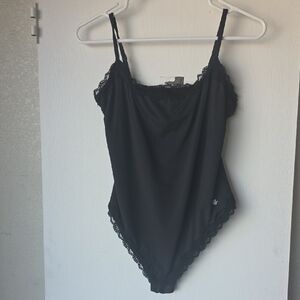 Black Lace Trim Bodysuit